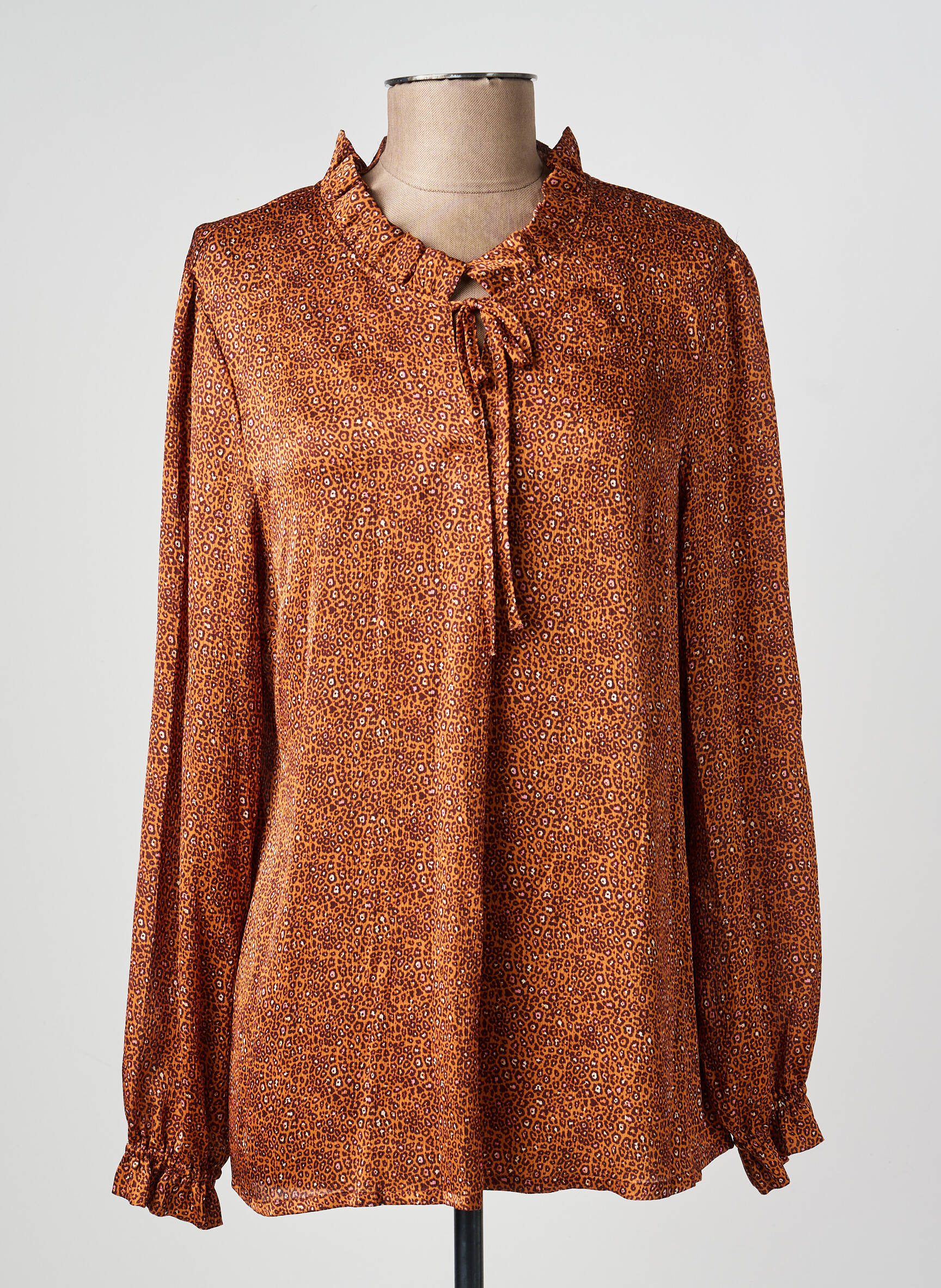 Blouse col rond manches longues marron GEVANA femme
