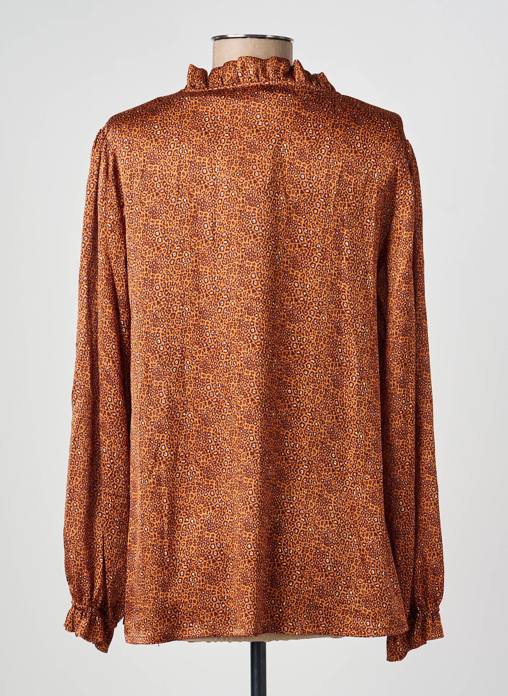 Blouse col rond manches longues marron GEVANA femme
