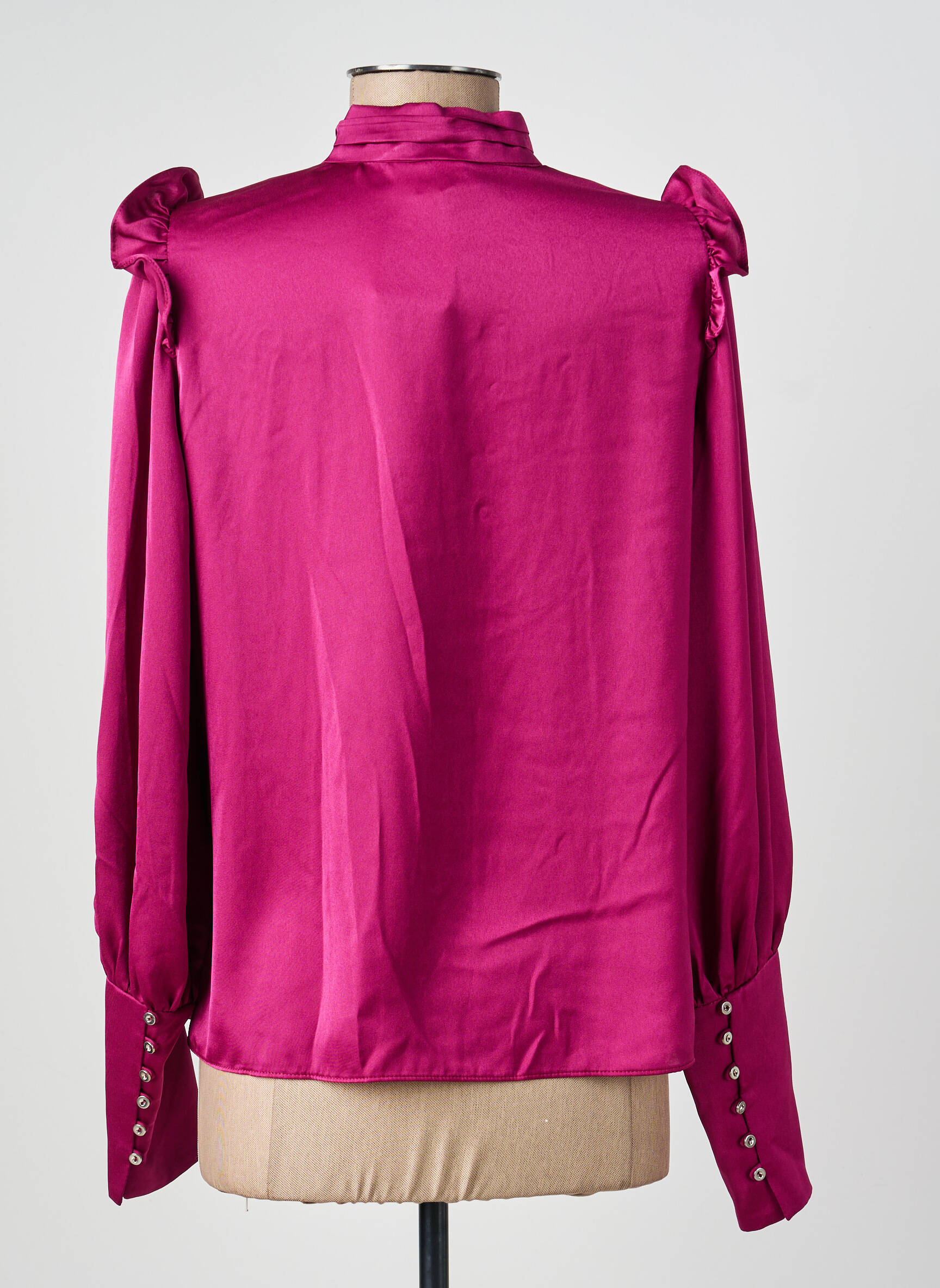 Blouse poignets boutonnés avec fente manches longues rose DIVILUNE femme