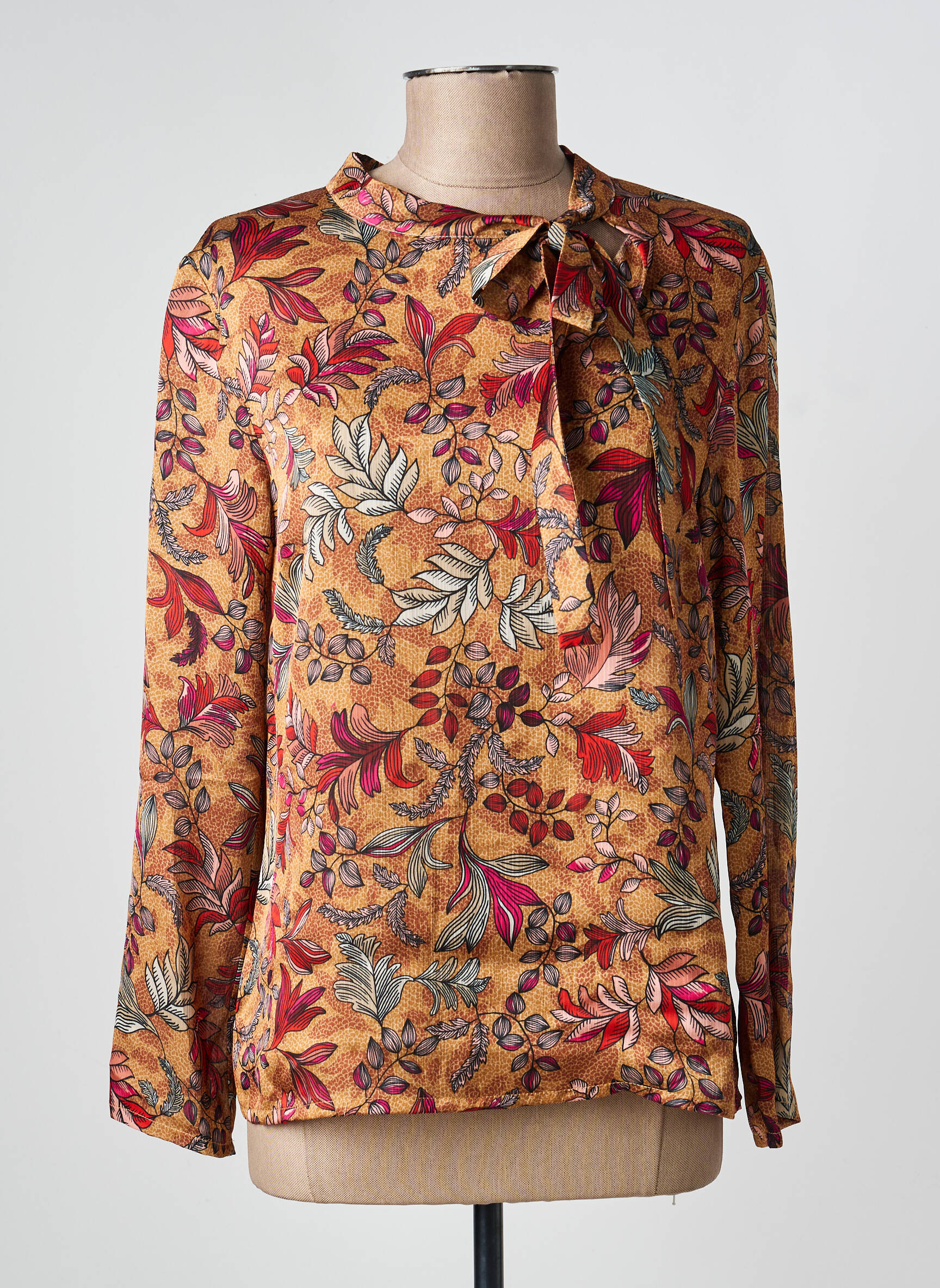 Blouse tissage popeline manches longues jaune GEVANA femme