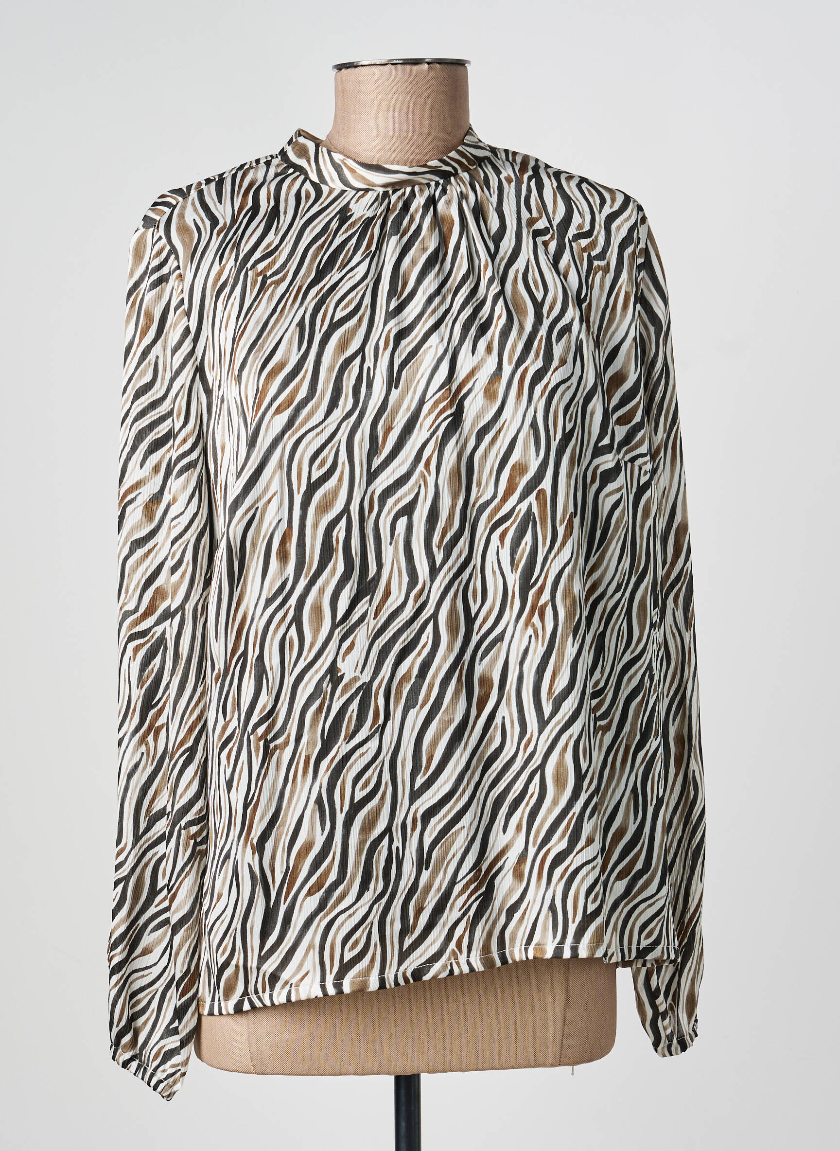 Blouse tissage popeline manches longues noir GEVANA femme