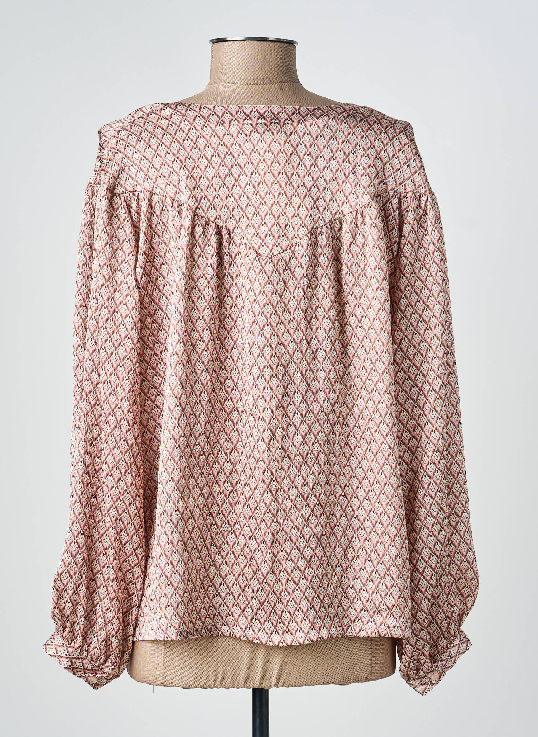 Blouse tissage popeline manches longues rose GEVANA femme
