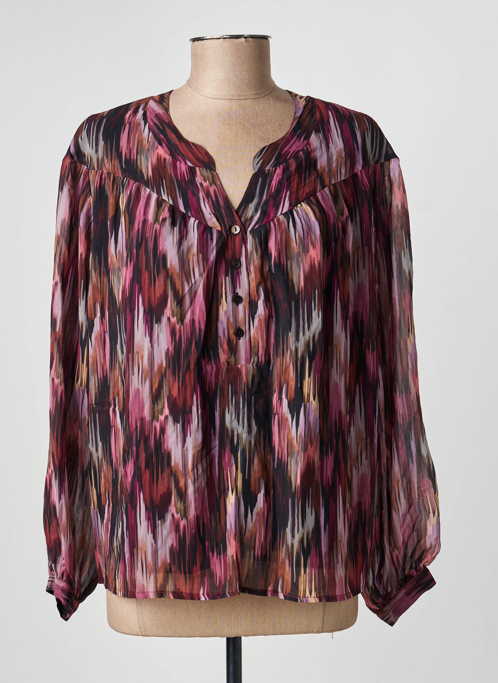 Blouse tissage popeline manches longues violet GEVANA femme