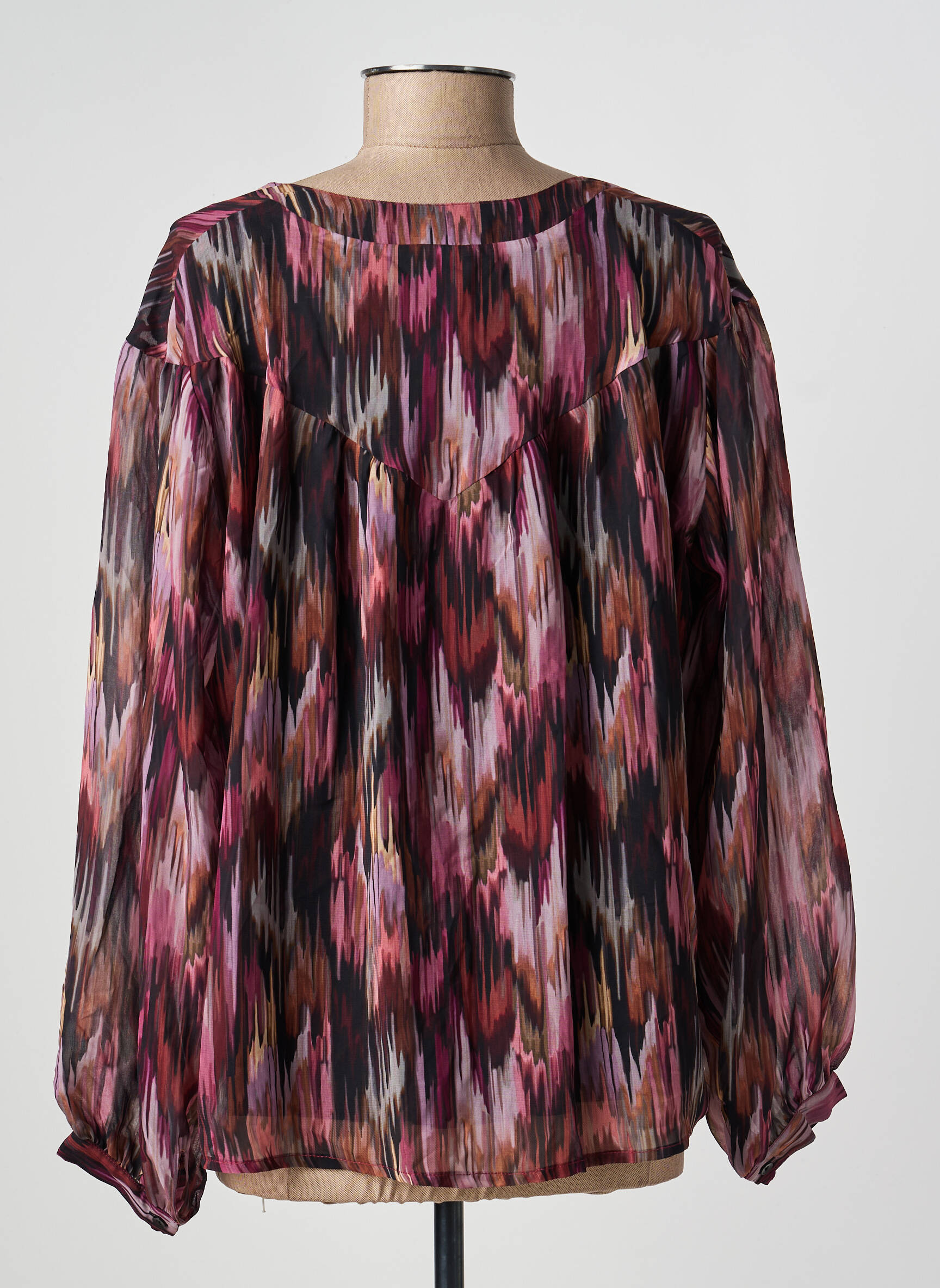 Blouse tissage popeline manches longues violet GEVANA femme