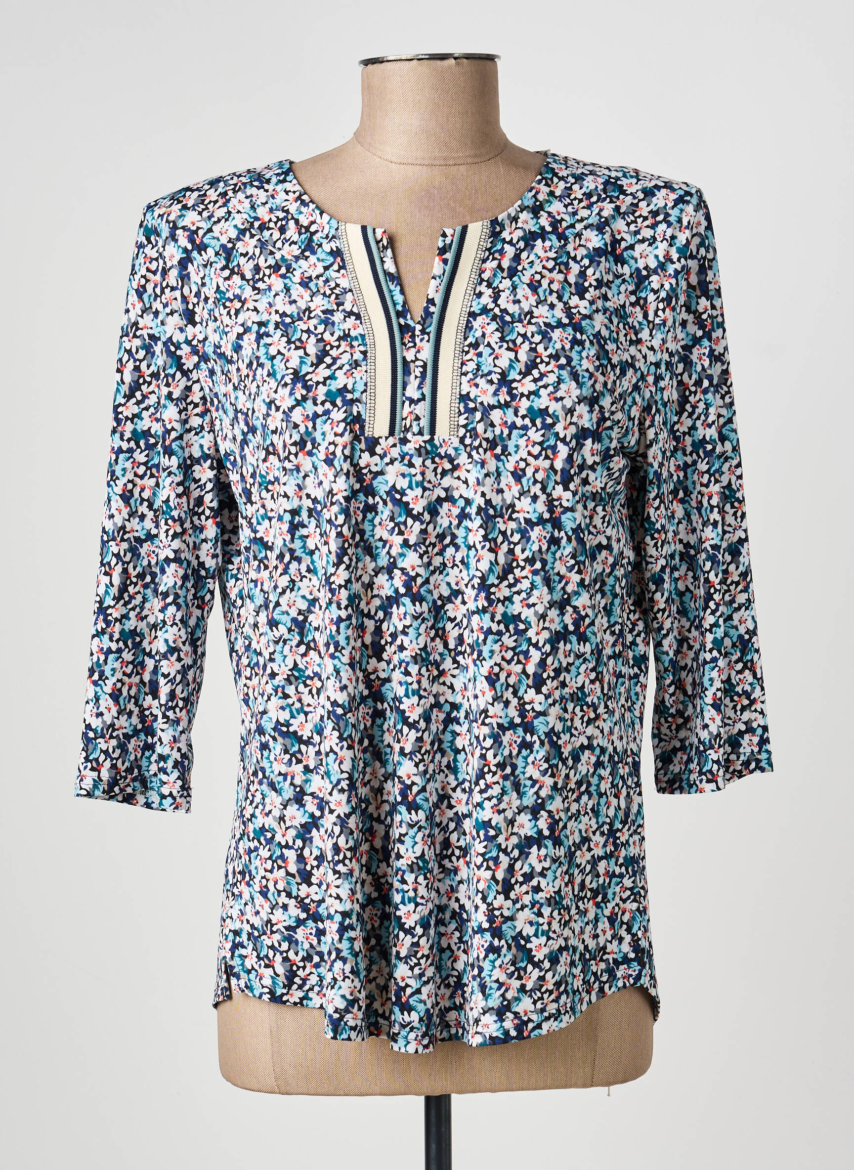 T-shirt manches 3/4 manches 3/4 bleu GEVANA femme