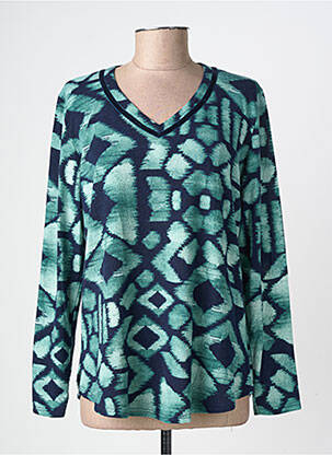 Pull coupe cintrée manches longues vert GEVANA femme