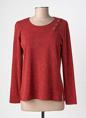 Pull tissage chiné manches longues orange GEVANA femme