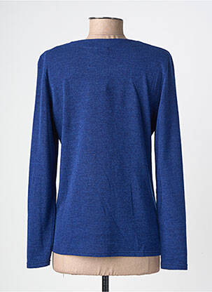 Pull tissage chiné manches longues bleu GEVANA femme