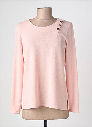 Pull tissage chiné manches longues rose GEVANA femme