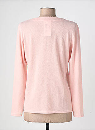 Pull tissage chiné manches longues rose GEVANA femme