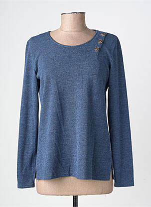 Pull tissage chiné manches longues bleu fonce GEVANA femme