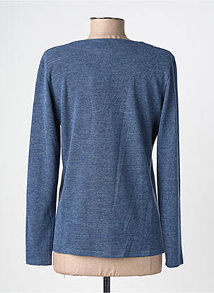 Pull tissage chiné manches longues bleu fonce GEVANA femme