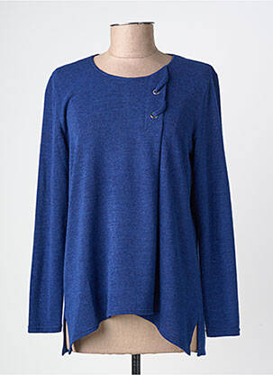 Pull tissage chiné manches longues bleu GEVANA femme