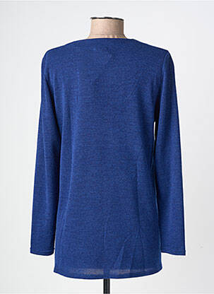 Pull tissage chiné manches longues bleu GEVANA femme