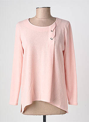Pull tissage chiné manches longues rose GEVANA femme
