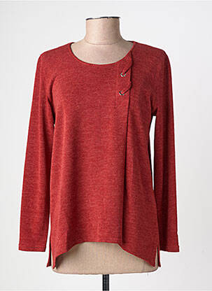 Pull tissage chiné manches longues orange GEVANA femme