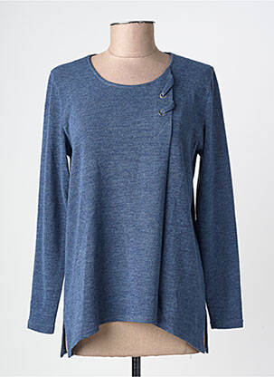 Pull tissage chiné manches longues bleu fonce GEVANA femme