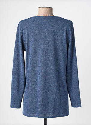 Pull tissage chiné manches longues bleu fonce GEVANA femme