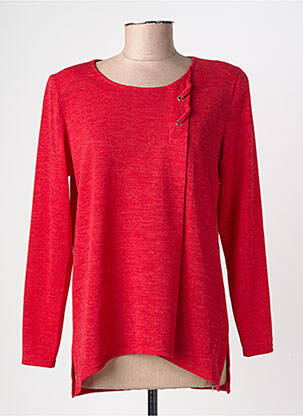 Pull tissage chiné manches longues rouge GEVANA femme