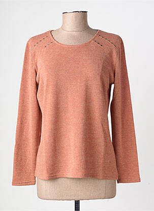 Pull tissage chiné manches longues orange GEVANA femme