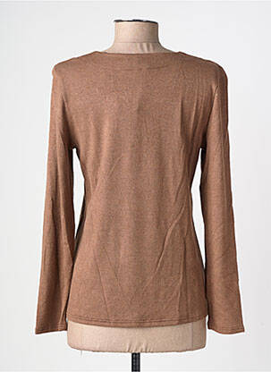 Pull tissage chiné manches longues marron GEVANA femme