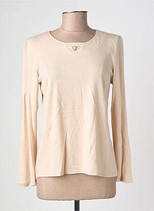 Pull tissage chiné manches longues beige GEVANA femme