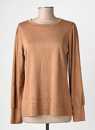 Pull tissage chiné manches longues marron GEVANA femme