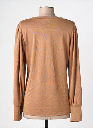 Pull tissage chiné manches longues marron GEVANA femme