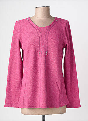 Pull tissage chiné manches longues rose GEVANA femme
