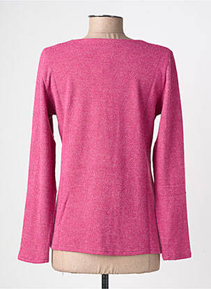 Pull tissage chiné manches longues rose GEVANA femme