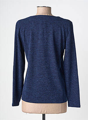 Pull tissage chiné manches longues bleu GEVANA femme