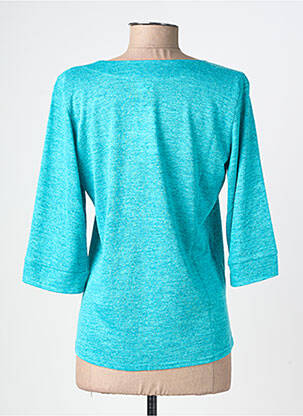 Pull tissage chiné manches 3/4 bleu GEVANA femme