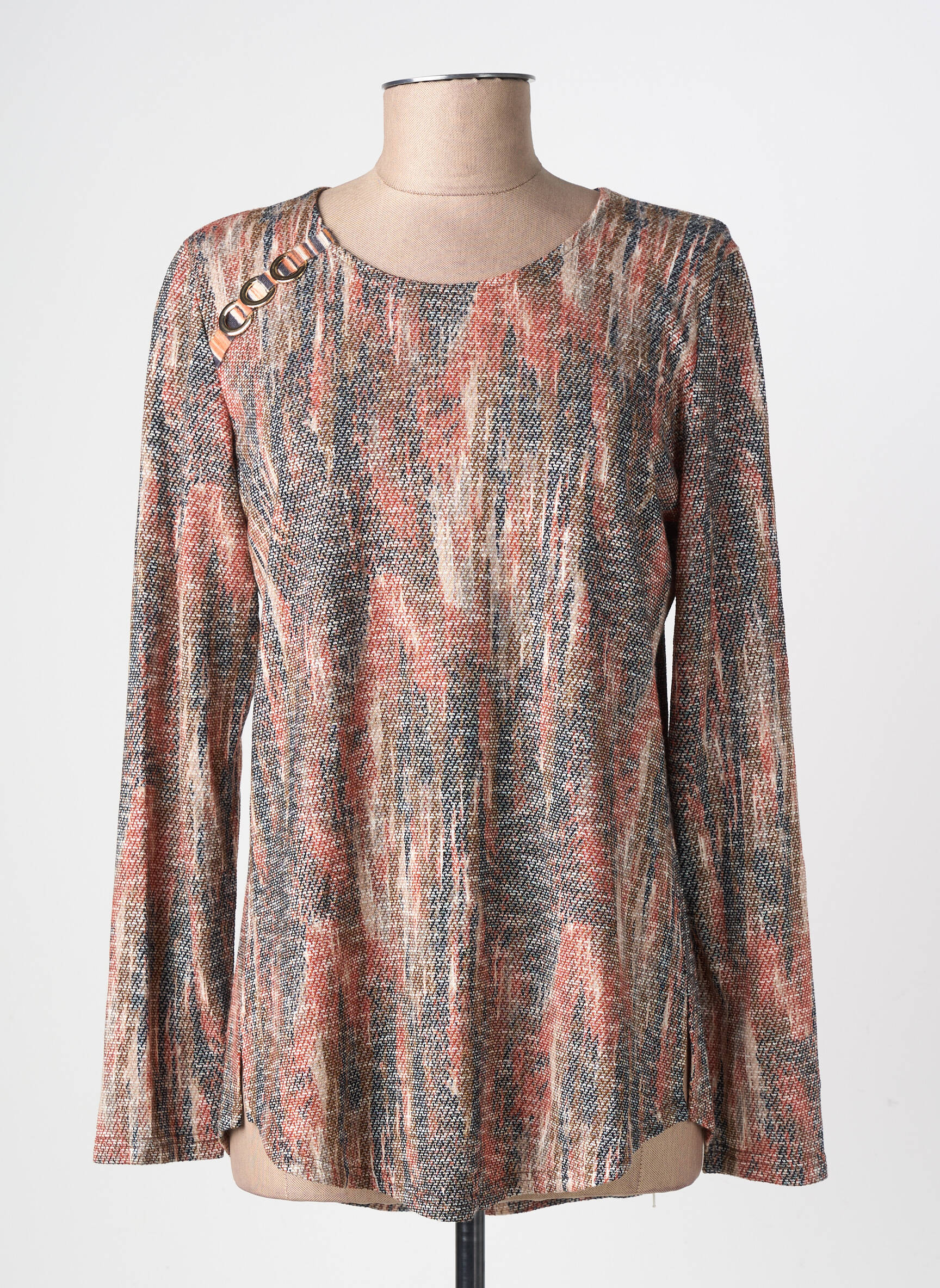 Blouse imprimé fantaisie manches longues orange GEVANA femme