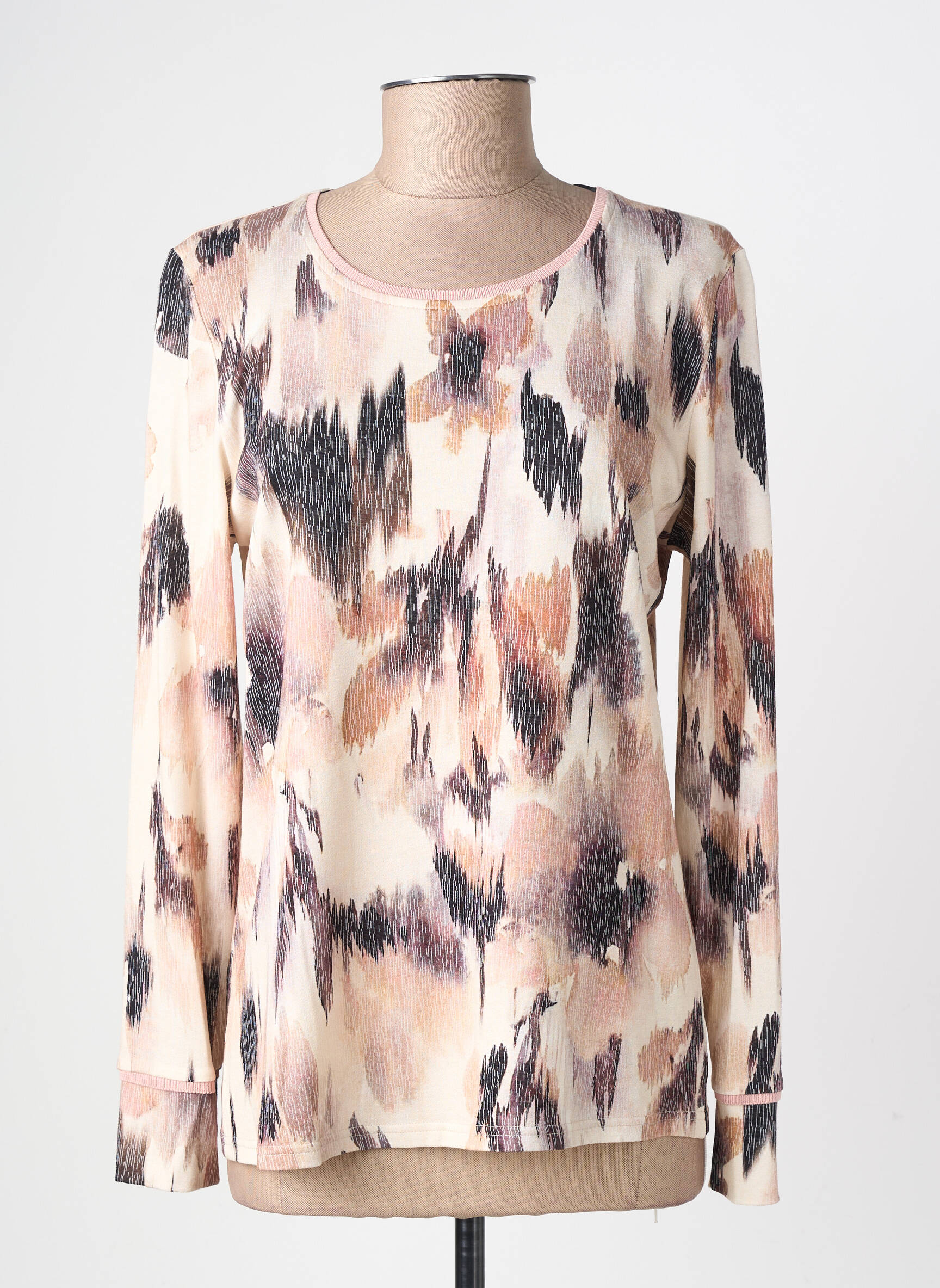 T-shirt imprimé fantaisie manches longues rose GEVANA femme