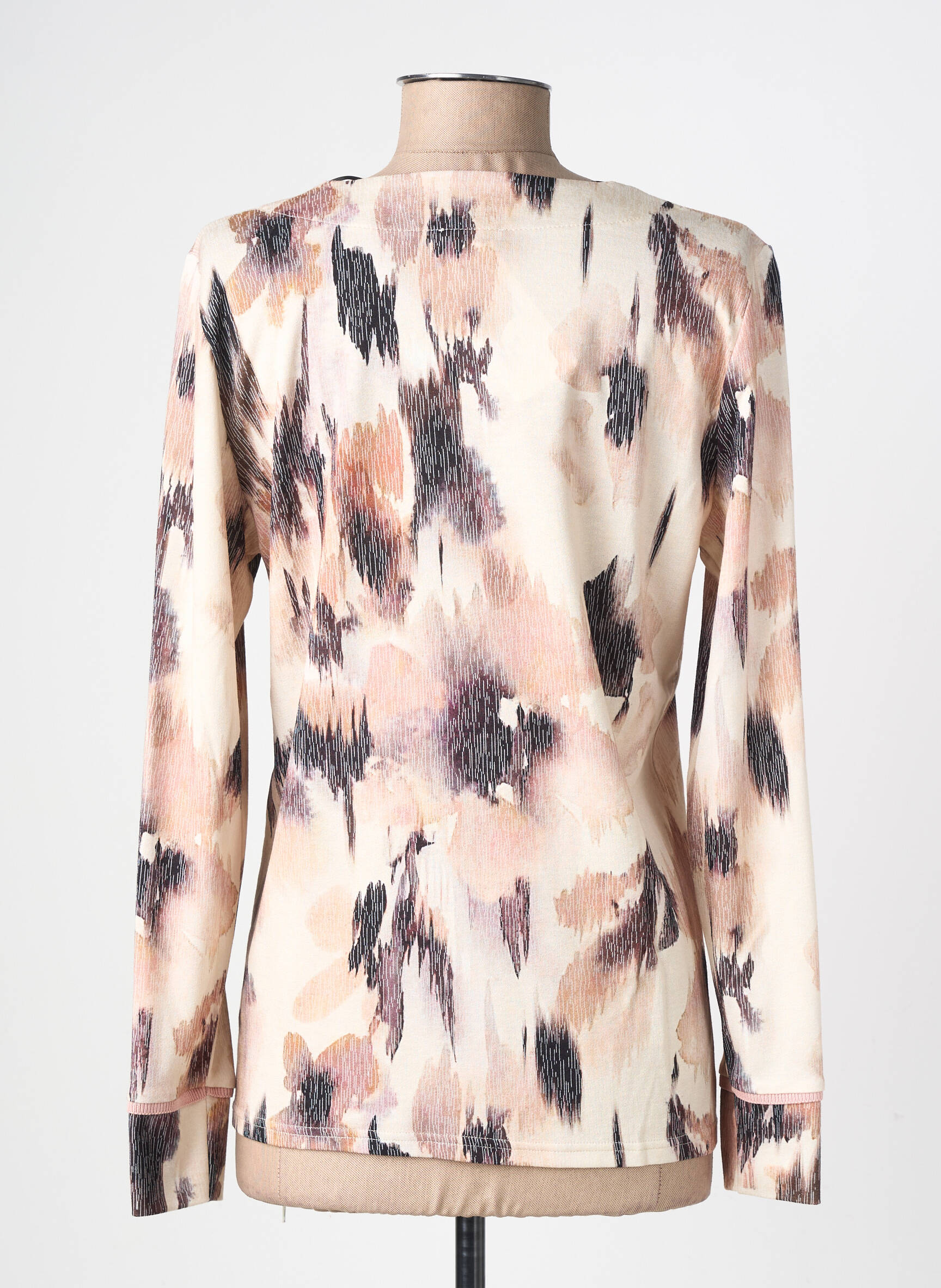 T-shirt imprimé fantaisie manches longues rose GEVANA femme