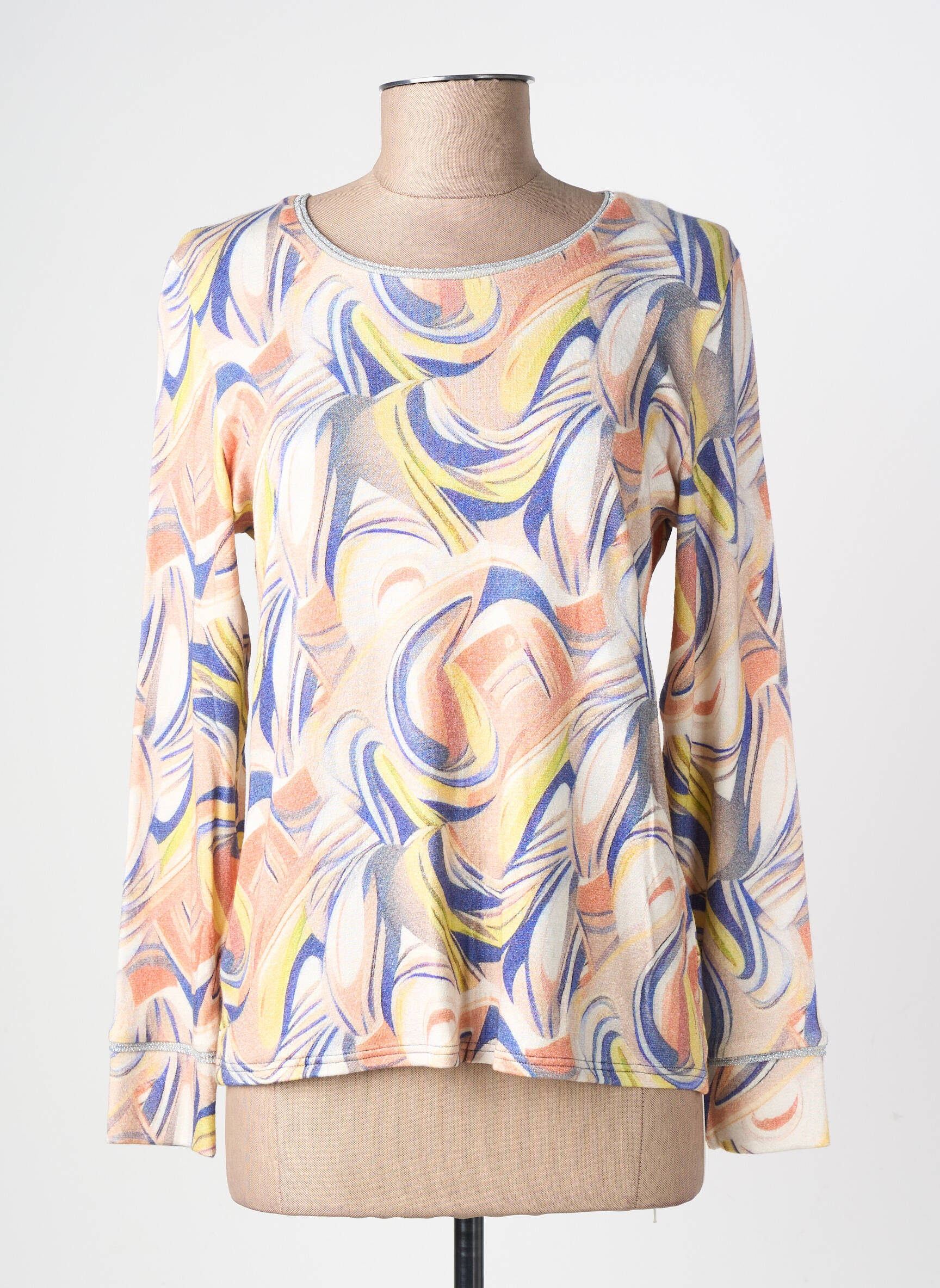 Pull coupe cintrée manches longues beige GEVANA femme
