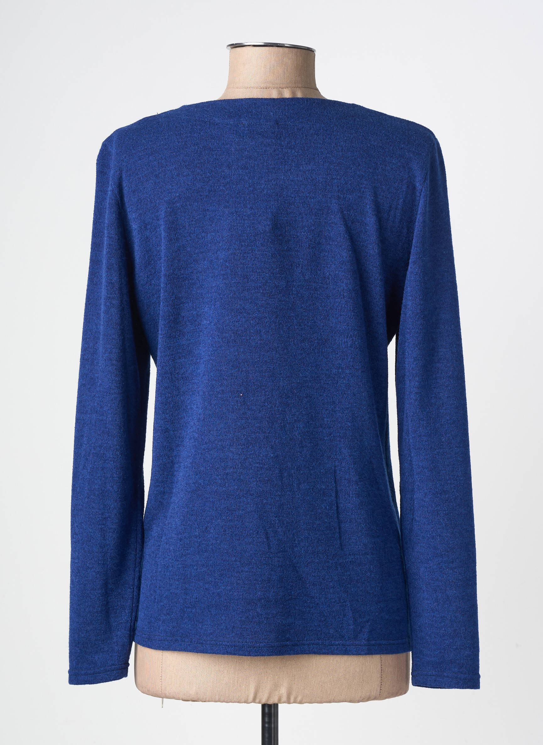 Pull tissage chiné manches longues bleu GEVANA femme