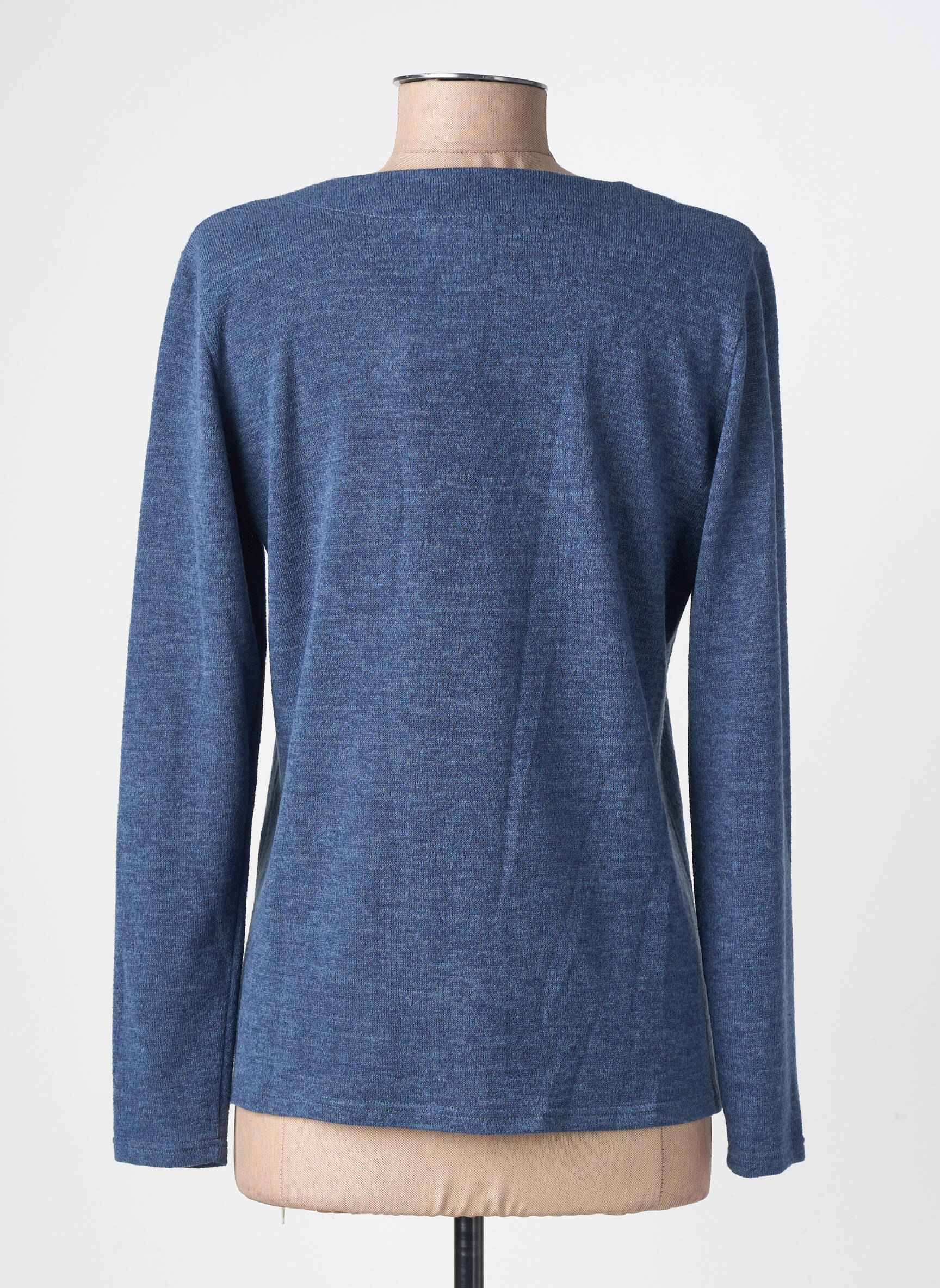 Pull tissage chiné manches longues bleu fonce GEVANA femme