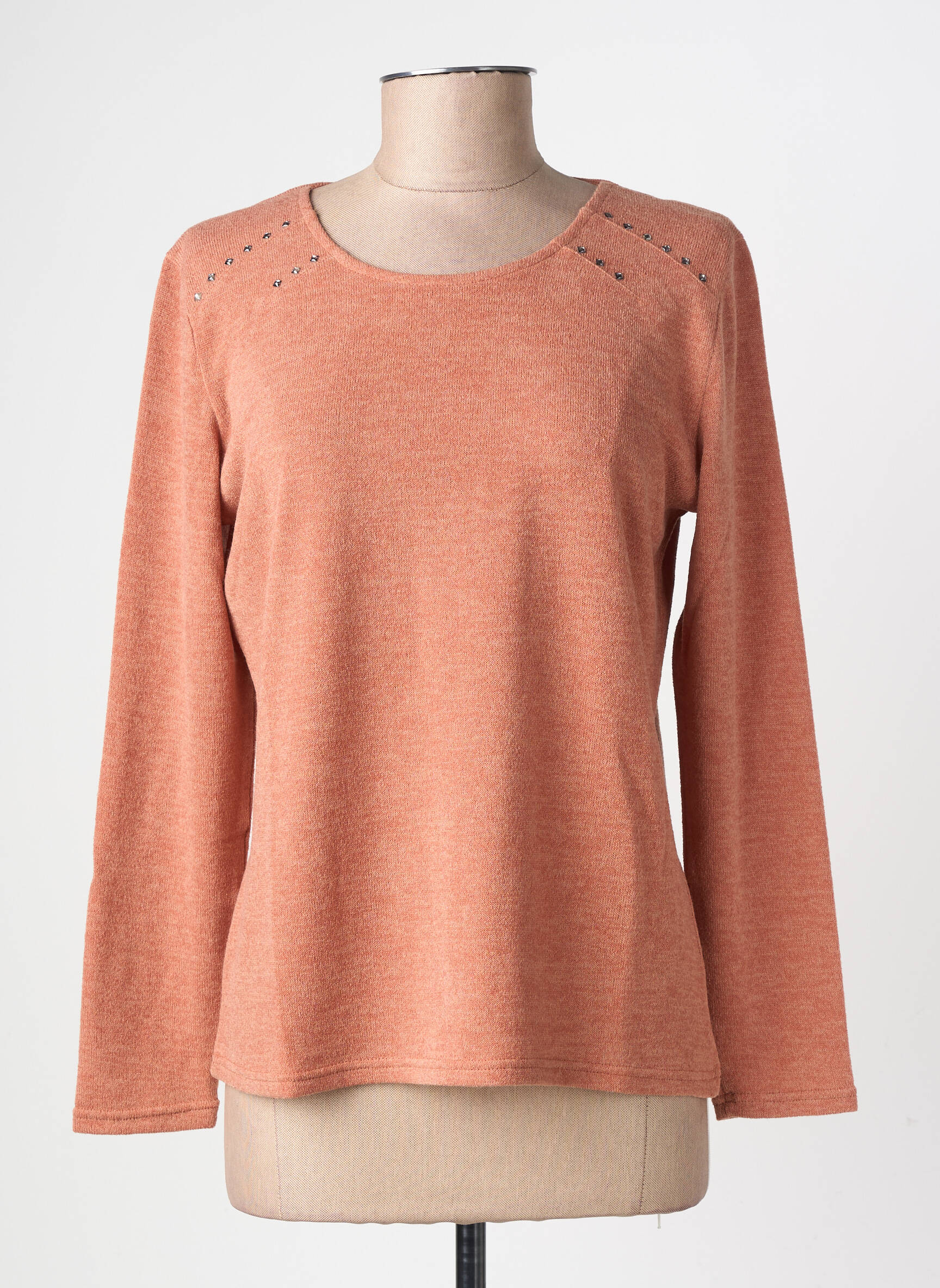 Pull tissage chiné manches longues orange GEVANA femme