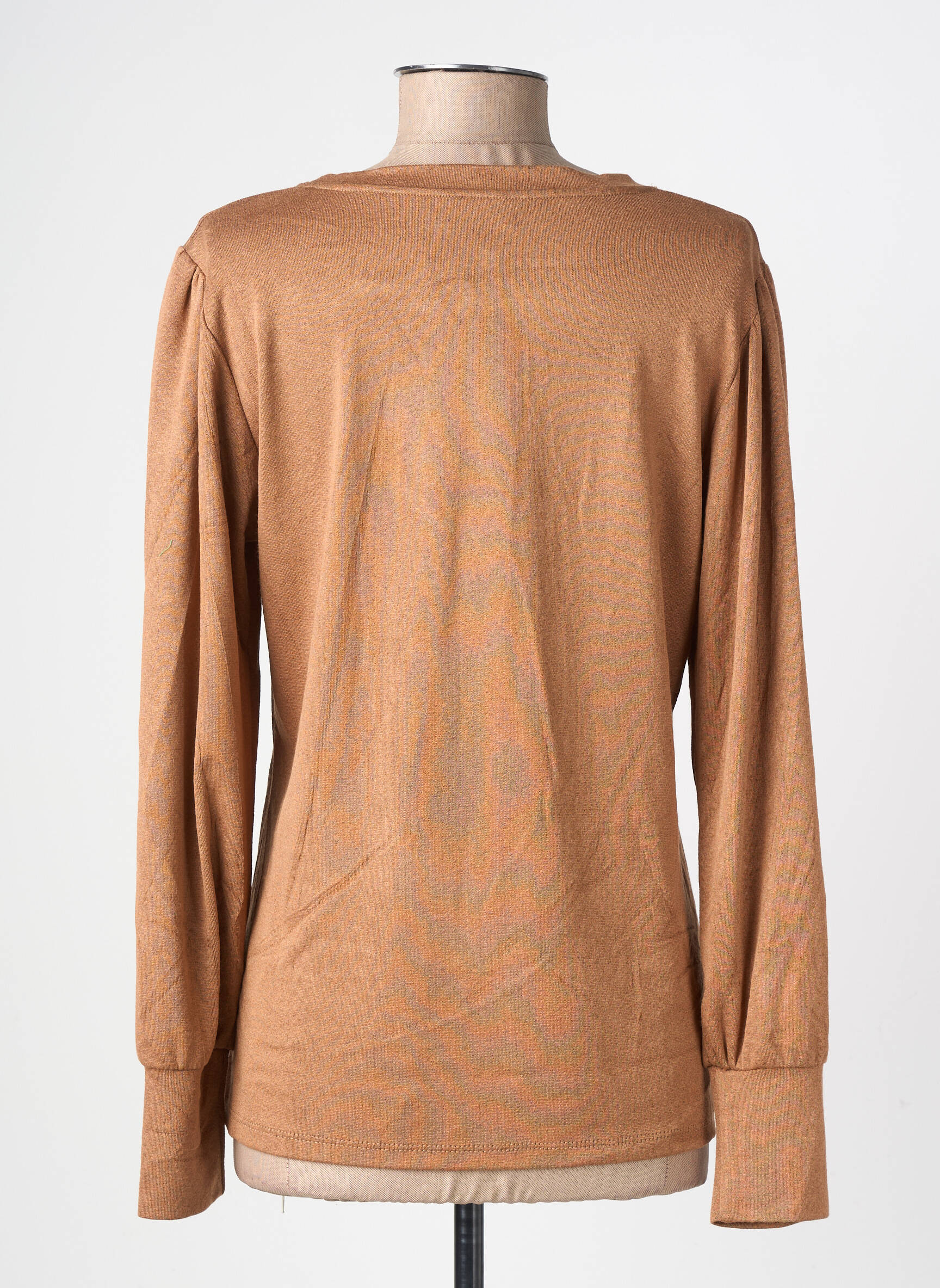 Pull tissage chiné manches longues marron GEVANA femme