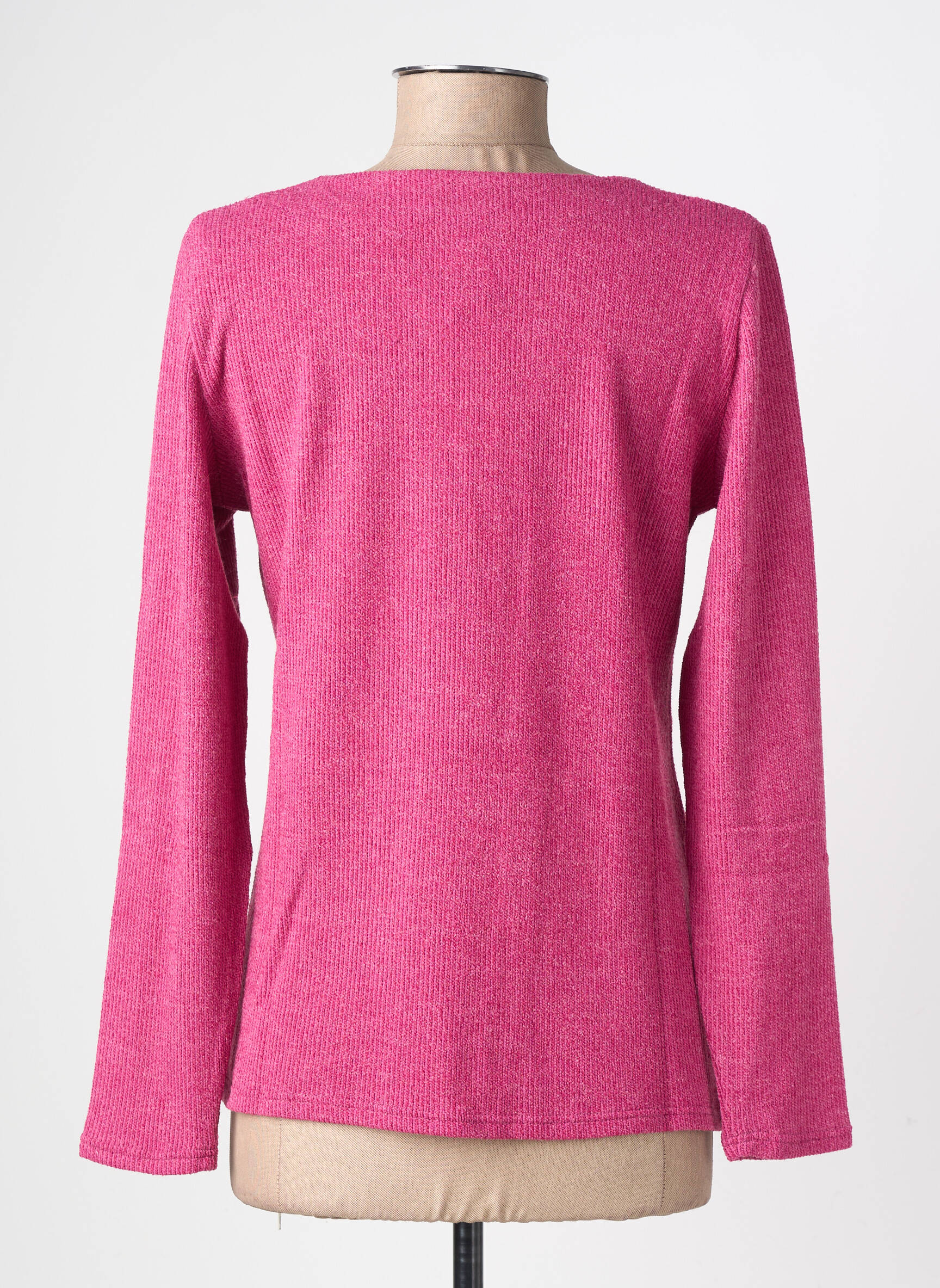 Pull tissage chiné manches longues rose GEVANA femme