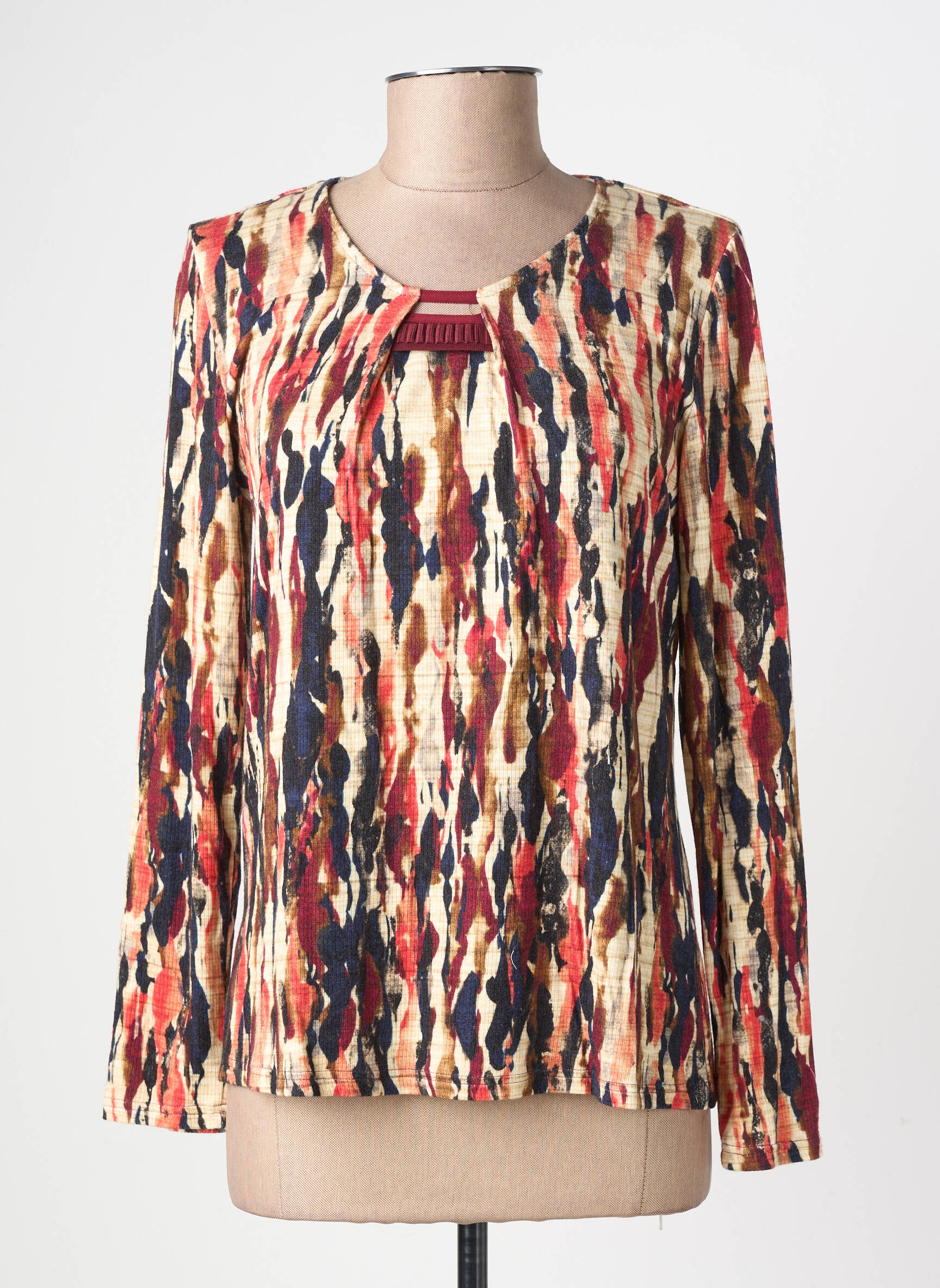 T-shirt imprimé fantaisie manches longues beige GEVANA femme