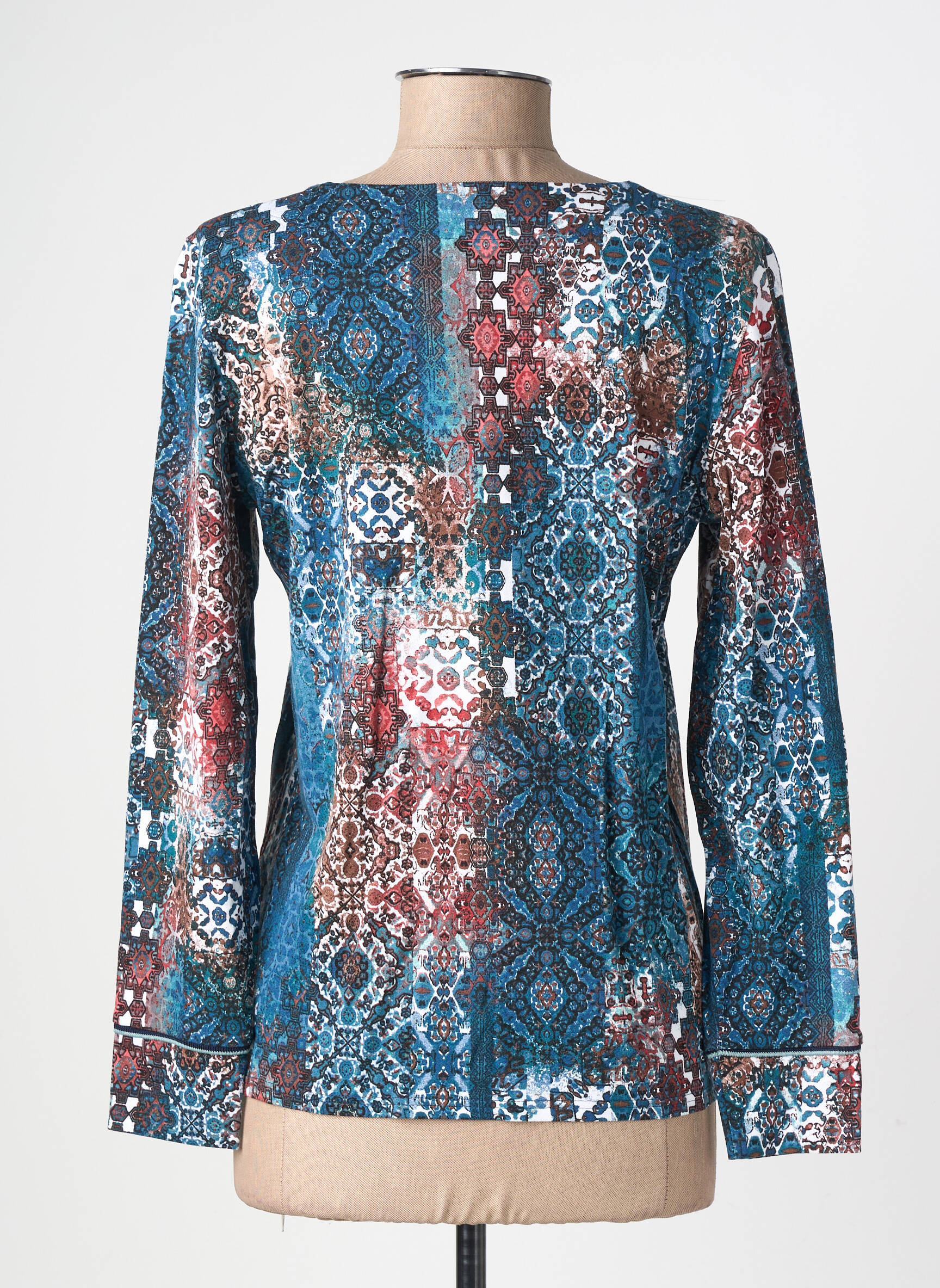 T-shirt imprimé fantaisie manches longues bleu GEVANA femme
