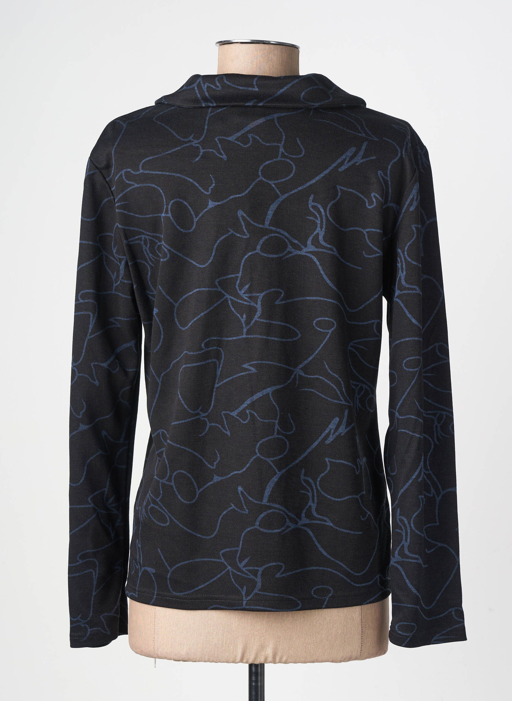 T-shirt imprimé fantaisie manches longues noir GEVANA femme