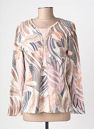 Pull coupe droite manches longues beige GEVANA femme