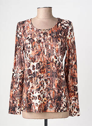 T-shirt imprimé fantaisie manches longues orange GEVANA femme