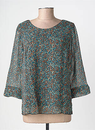 Top imprimé fantaisie manches 3/4 vert GEVANA femme
