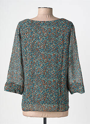 Top imprimé fantaisie manches 3/4 vert GEVANA femme