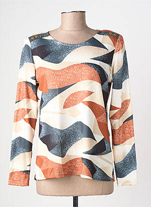 T-shirt imprimé fantaisie manches longues orange GEVANA femme