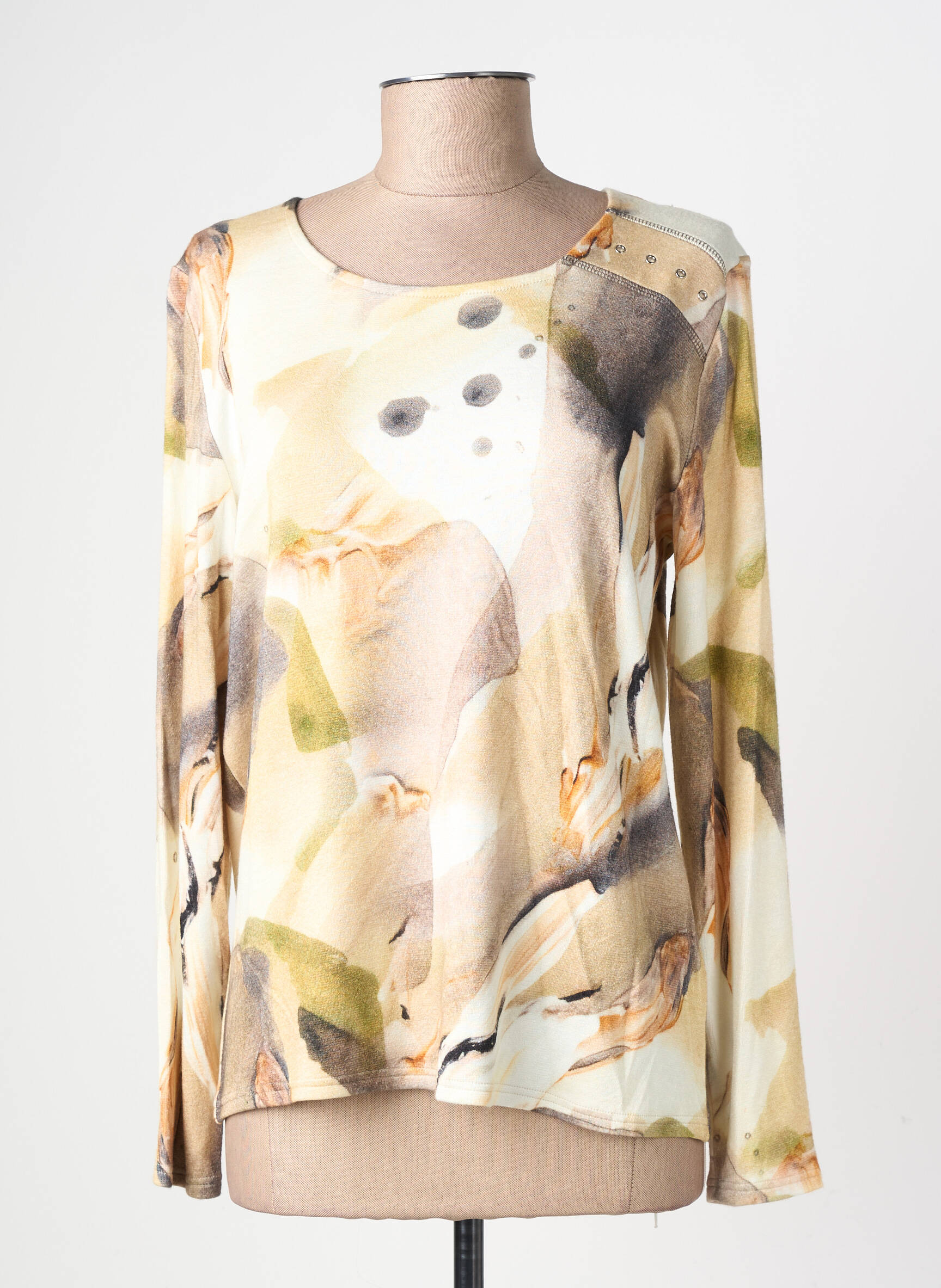 T-shirt imprimé fantaisie manches longues jaune GEVANA femme